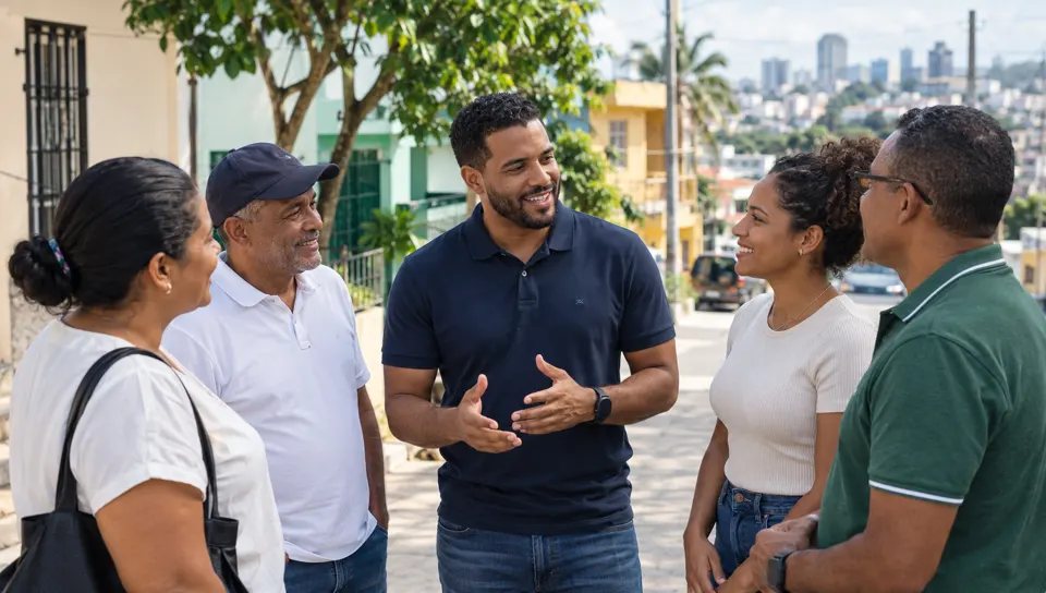 Vecinos conversando en una calle de San Pedro de Macorís